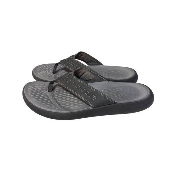 Crocs Mens Medium Flip Flops M11 Black Casual Sandals - Picture 1 of 6
